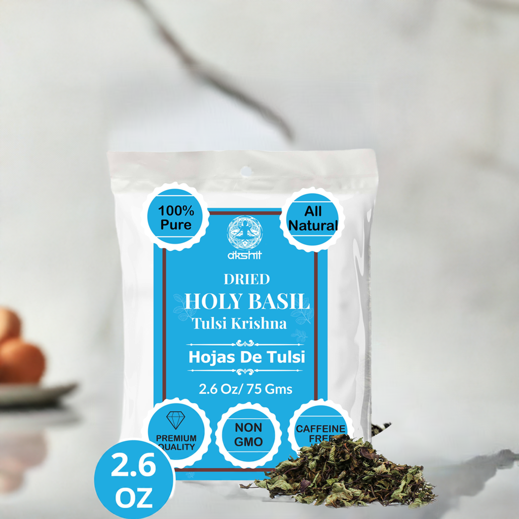Akshit Holy Basil Leaves ,Naturally Dried Leaves, 100% Pure Holy Basil (Tulsi) Tea , No Caffeine, No Additives, Vegan - 2.6oz