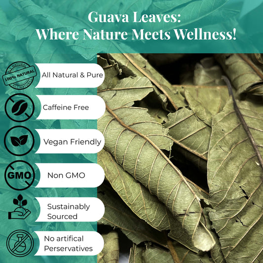 Akshit Dried Guava Leaves ( Hojas De Guayaba ) - 2.6 oz | Pure Guava Leaf for Tea | Feuilles de goyave | Caffeine free, Non GMO, Gluten-free, bio Akshit