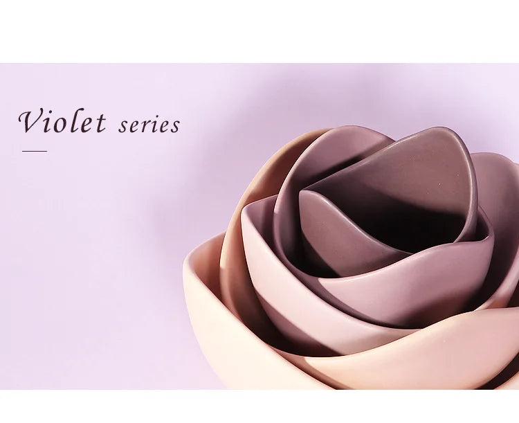 Lotus Ceramic Bowl Dishes Plates Sets Decor Creative Fruit Salad Plate Dinner Plate Organizer Flower Shape Container Storage