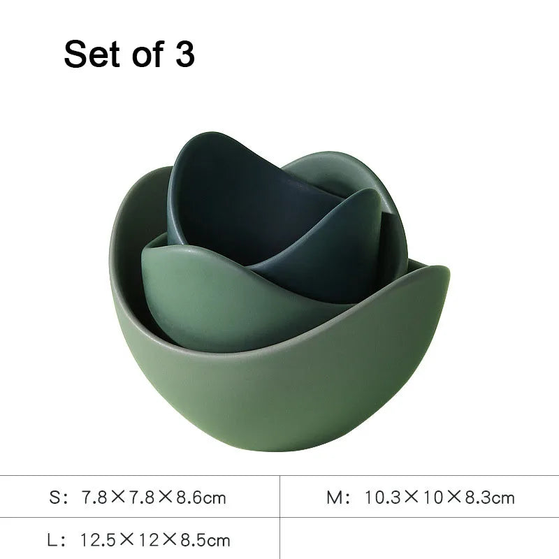 Lotus Ceramic Bowl Dishes Plates Sets Decor Creative Fruit Salad Plate Dinner Plate Organizer Flower Shape Container Storage