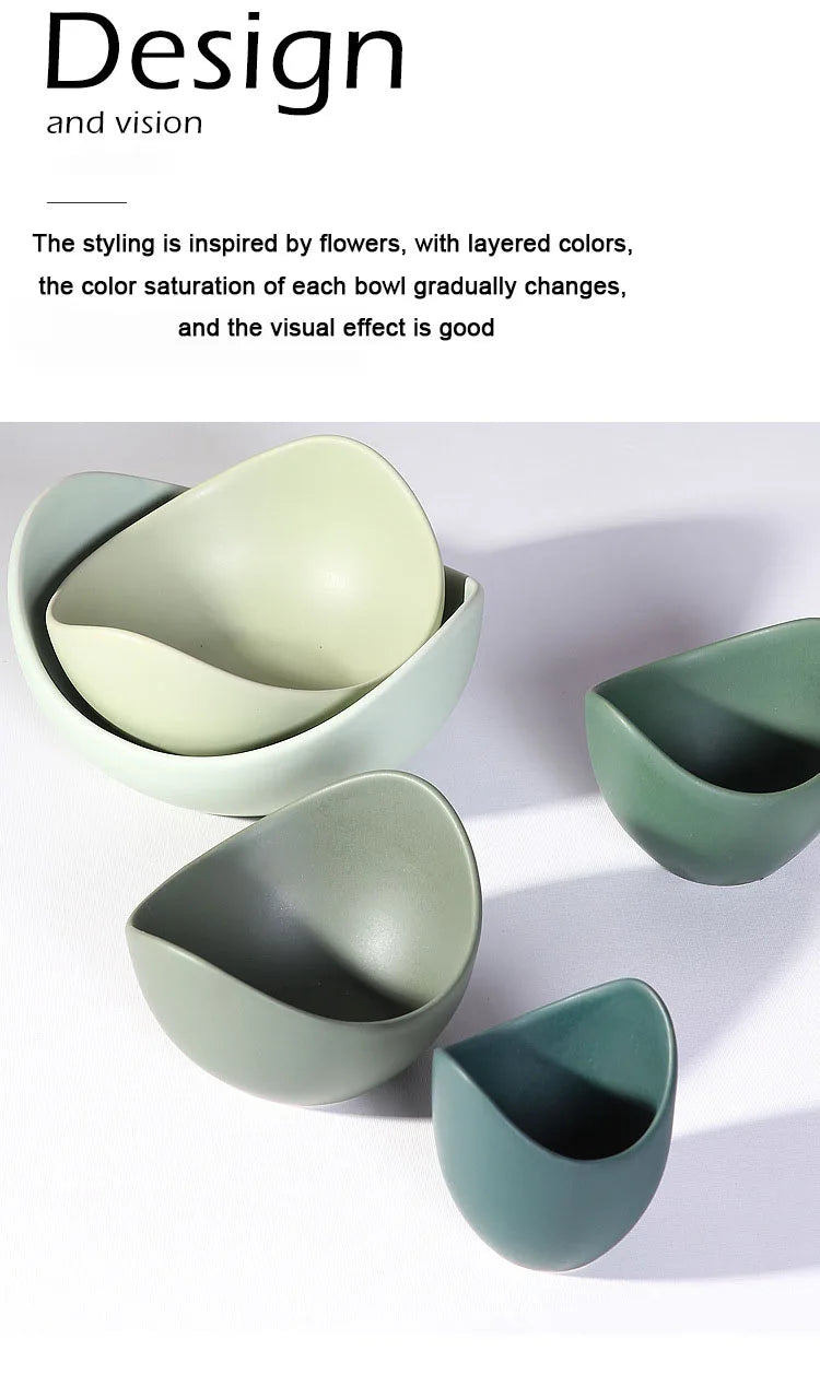 Lotus Ceramic Bowl Dishes Plates Sets Decor Creative Fruit Salad Plate Dinner Plate Organizer Flower Shape Container Storage
