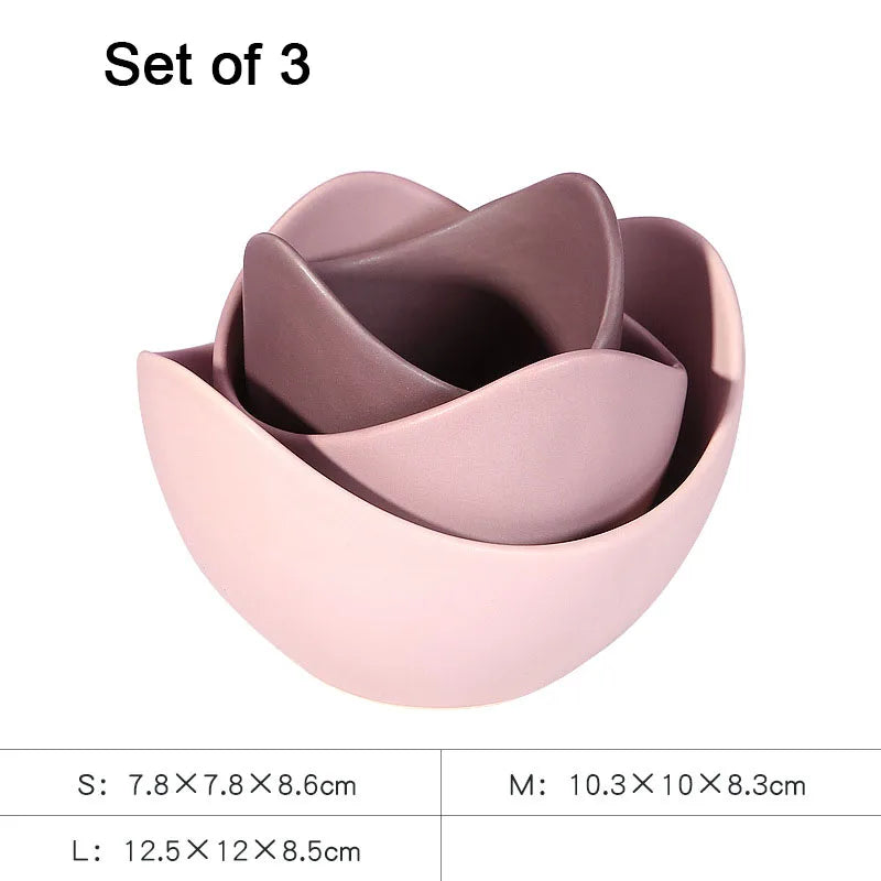 Lotus Ceramic Bowl Dishes Plates Sets Decor Creative Fruit Salad Plate Dinner Plate Organizer Flower Shape Container Storage