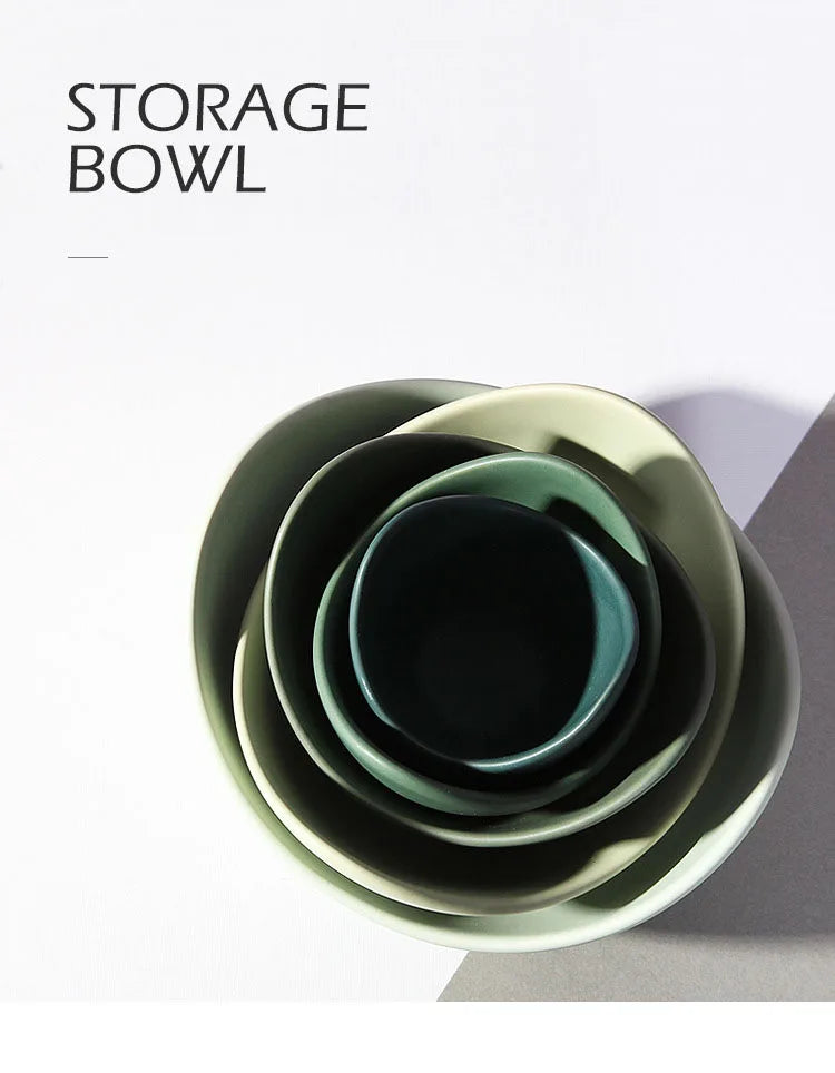 Lotus Ceramic Bowl Dishes Plates Sets Decor Creative Fruit Salad Plate Dinner Plate Organizer Flower Shape Container Storage