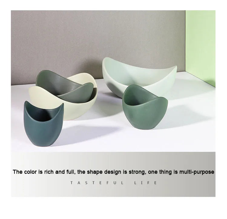 Lotus Ceramic Bowl Dishes Plates Sets Decor Creative Fruit Salad Plate Dinner Plate Organizer Flower Shape Container Storage