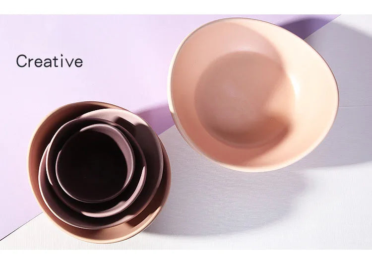 Lotus Ceramic Bowl Dishes Plates Sets Decor Creative Fruit Salad Plate Dinner Plate Organizer Flower Shape Container Storage