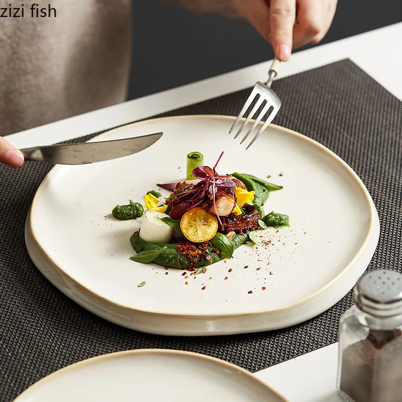 Simple Ceramic Dinner Plates Round