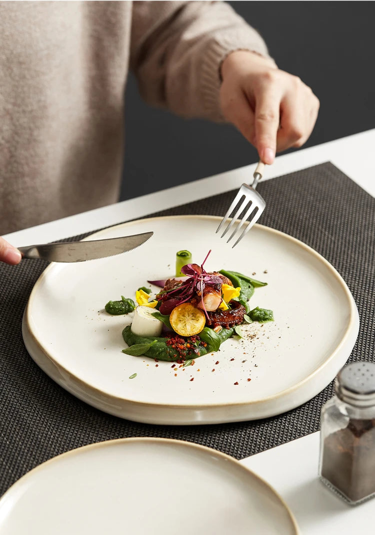 Simple Ceramic Dinner Plates Round