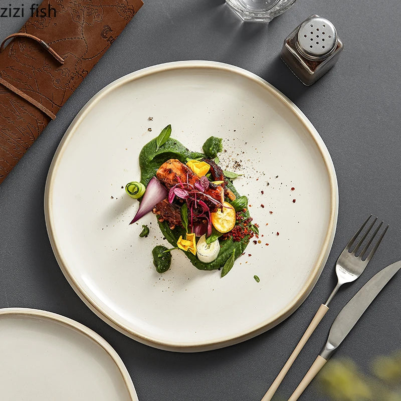 Simple Ceramic Dinner Plates Round
