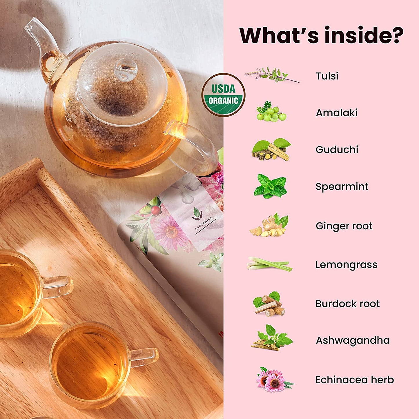 Immunity Loose Leaf Herbal Tea, USDA Organic, Kosher, Caffeine-Free - 4 oz (114g)