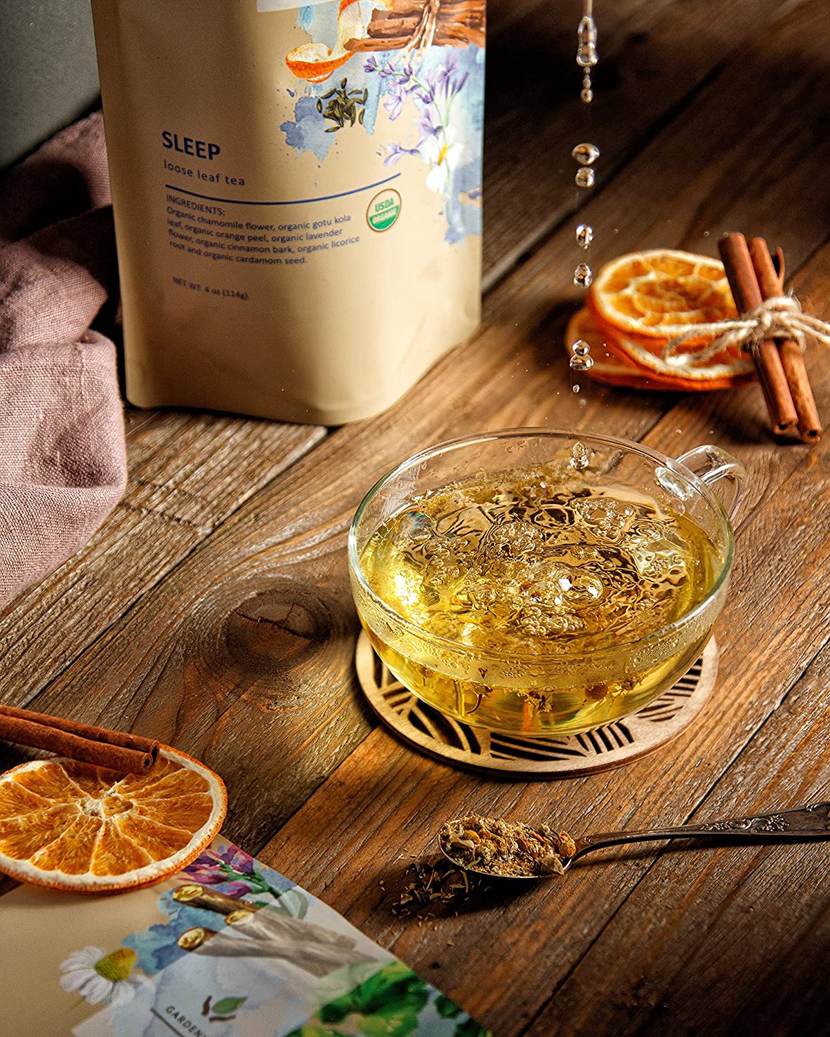 Sleep Calm Loose Leaf Herbal Tea with Chamomile, USDA Organic, Kosher, Caffeine Free - 4 oz (114g)