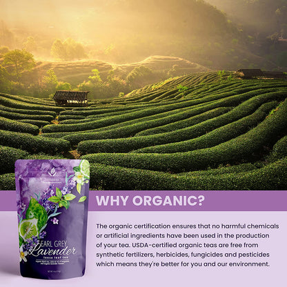 Earl Grey Lavender Loose Tea, Premium Black Tea with Lavender Flowers & Bergamot - Caffeinated - 55+ Cups - USDA Organic & Kosher - 4 oz (113g)