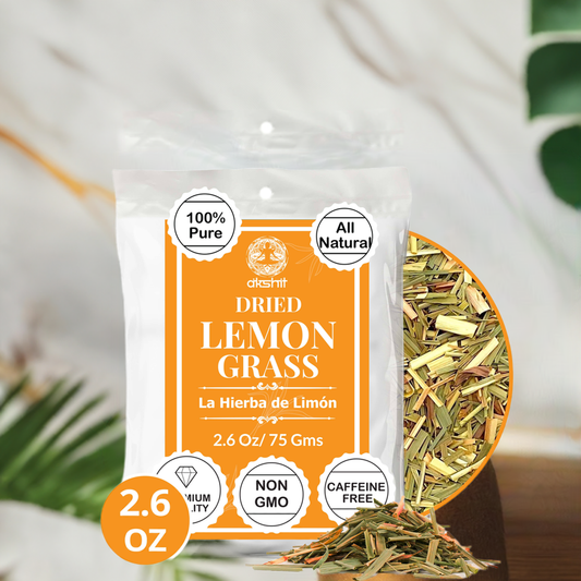 Akshit Dried Lemongrass Leaves | Dried  Lemongrass Tea | Loose Leaf Tea | Te De Limon | Lemon Grass Leaves| 2.6 oz I limón  césped I Citronnelle Bio Akshit