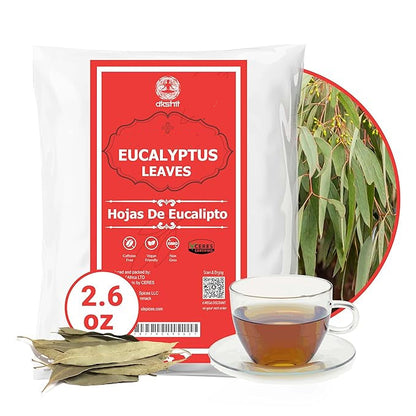 Eucalyptus Tea, Dried Eucalyptus leaves, 2.6 oz, Te De Eucalipto, Eucalipto Hojas Naturales, Detox Tea, Eucalyptus, Caffeine free. Brews 40 cups of Herbal Tea.