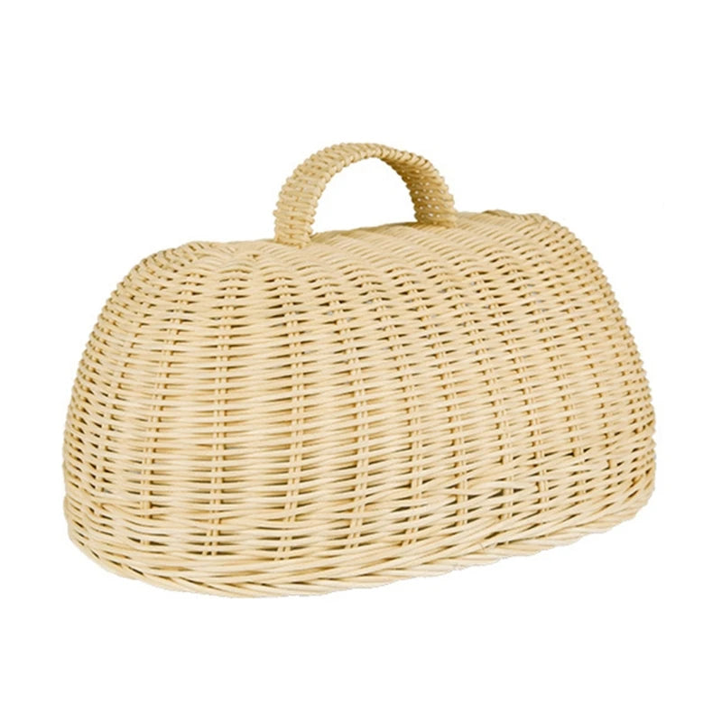 Handmade Rattan Bread Basket with Lid - Eco-Friendly Food Storage