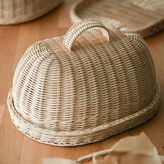 Handmade Rattan Bread Basket with Lid - Eco-Friendly Food Storage