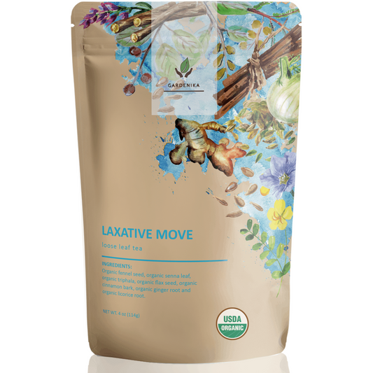 Laxative Loose Leaf Tea, Gentle Constipation Relief - Ayurvedic Herbal Blend with Senna & Fennel - Digestive Health Support - Caffeine Free - 55+ Cups - USDA Organic & Kosher - 4 oz (113g)