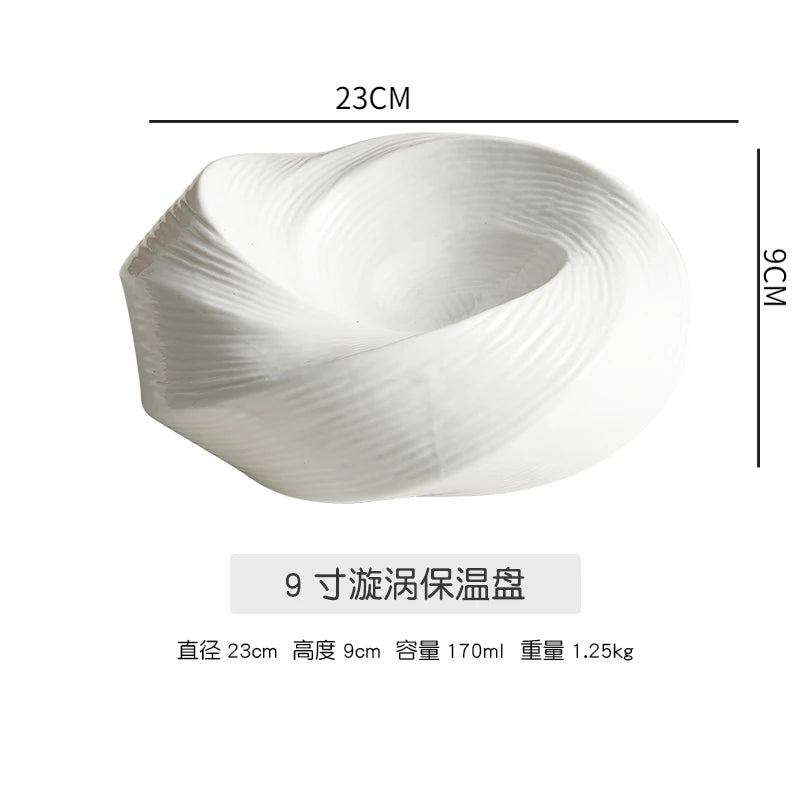 Creative white ceramic platter Fruit salad cold dish artistic conception dish characteristic modeling kitchen tableware plates