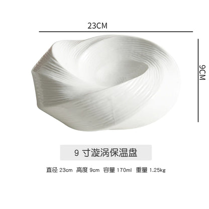 Creative white ceramic platter Fruit salad cold dish artistic conception dish characteristic modeling kitchen tableware plates