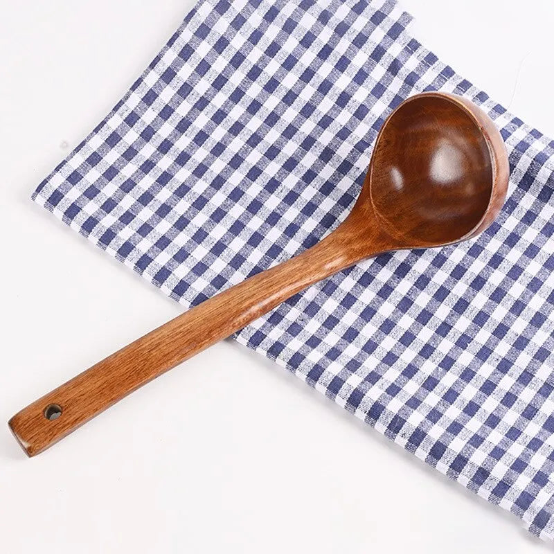 1PC Wooden Large Capacity Soup Spoon Kitchen Use A Spoon To Handle High Temperature Cooking Convenient And Durable