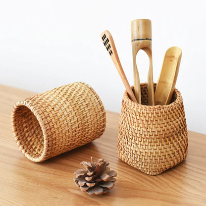 Handmade Rattan Storage Basket - Versatile Organizer for Home & Offic