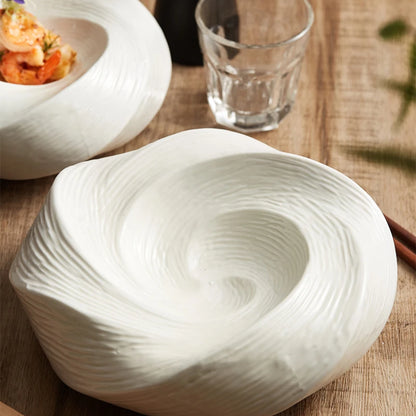 Creative white ceramic platter Fruit salad cold dish artistic conception dish characteristic modeling kitchen tableware plates
