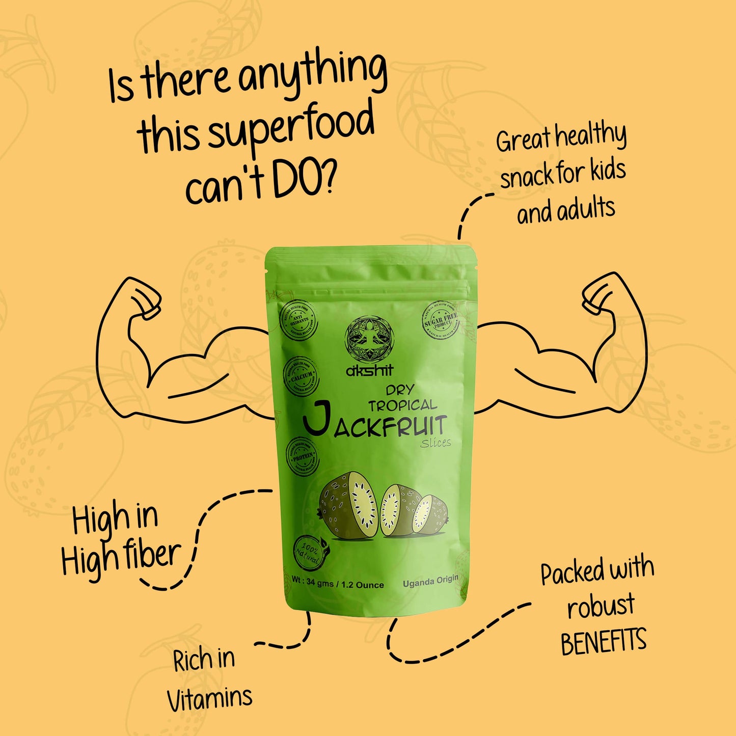 Akshit  Dried Jackfruit slices |  Dehydrated Jackfruit | Gluten-Free | Dry Jackfruit Slices | NON-GMO | 3.6 oz ( 3 Count)